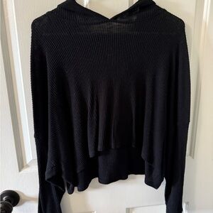 American Eagle Outfitters Black Ribbed Hoodie